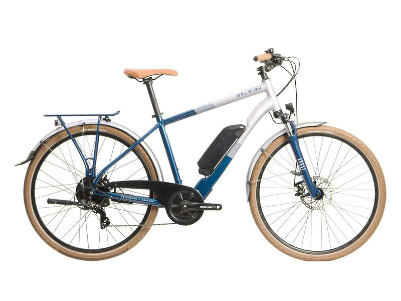 RALEIGH Array Crossbar Electric Hybrid Bike Silver/Blue click to zoom image